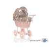 Landau Poussette de Poupée en Osier Brun à Pois Rose Poudré
