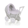 Landau Poussette de Poupée en Osier Gris