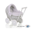 Landau Poussette de Poupée en Osier Gris