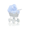 Landau Poussette de Poupée en Osier Gris