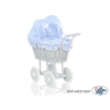 Landau Poussette de Poupée en Osier Gris