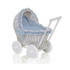Landau Poussette de Poupée en Osier Gris Bleu Pastel