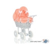 Landau Poussette de Poupée en Osier Gris Pêche
