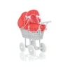 Landau Poussette de Poupée en Osier Gris Rouge à Pois