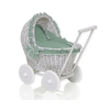 Landau Poussette de Poupée en Osier Gris Vert Pastel