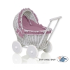 Landau Poussette de Poupée en Osier Gris Violet Pastel