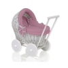 Landau Poussette de Poupée en Osier Gris Violet Pastel