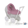 Landau Poussette de Poupée en Osier Gris Violet Pastel