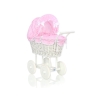 Landau Poussette de Poupée en Osier Rose à Carreaux