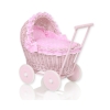 Landau Poussette de Poupée en Osier Rose à Pois