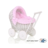 Landau Poussette de Poupée en Osier Rose à Pois