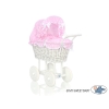 Landau Poussette de Poupée en Osier Rose à Pois