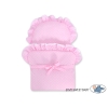 Landau Poussette de Poupée en Osier Rose Blanc à Pois Rose Poussiéreux
