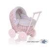 Landau Poussette de Poupée en Osier Rose Gris