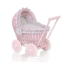 Landau Poussette de Poupée en Osier Rose Gris