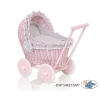 Landau Poussette de Poupée en Osier Rose Gris