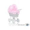 Landau Poussette de Poupée en Osier Rose Gris à Carreaux