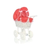 Landau Poussette de Poupée en Osier Rouge à Pois