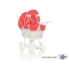 Landau Poussette de Poupée en Osier Rouge à Pois
