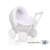 Landau-poussette pour Poupée en Osier Blanc