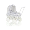 Landau-poussette pour Poupée en Osier Blanc Gris à Pois