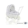 Landau-poussette pour Poupée en Osier Blanc Gris à Pois
