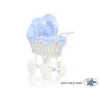 Landau-poussette pour Poupée en Osier Bleu à Pois