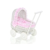 Landau-poussette pour Poupée en Osier Rose Blanc à Pois
