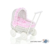 Landau-poussette pour Poupée en Osier Rose Blanc à Pois