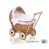Landau Poussettes Poupée en Osier Naturel Blanc