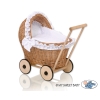 Landau Poussettes Poupée en Osier Naturel Blanc