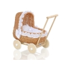 Landau Poussettes Poupée en Osier Naturel Blanc