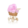 Landau Poussettes Poupée en Osier Naturel Rose à Pois