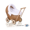Landau Poussettes Poupée en Rotin Naturel Blanc