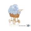 Landau Poussettes Poupée en Rotin Naturel Bleu Fleurs