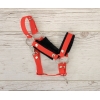 Licol avec Fourrure Noire pour Cheval  Bâton  A3 Rouge
