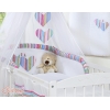 Linge de Lit Bébé Parure 11 pcs avec Ciel Lila Rayures Cœurs