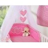 Linge de Lit Bébé Parure 11 pcs avec Moustiquaire Rose à Carreaux Cœurs