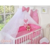 Linge de Lit Bébé Parure 11 pcs avec Moustiquaire Rose à Carreaux Cœurs