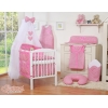Linge de Lit Bébé Parure 11 pcs avec Moustiquaire Rose à Carreaux Cœurs