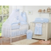 Linge de Lit Bébé Parure 11 pcs  Moustiquaire Bleu à Carreaux Cœurs