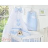Linge de Lit Bébé Parure 11 pcs  Moustiquaire Bleu à Carreaux Cœurs