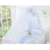 Linge de Lit Bébé Parure 11 pcs  Moustiquaire Bleu à Carreaux Cœurs