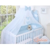 Linge de Lit Bébé Parure 11 pcs  Moustiquaire Bleu Fleurs Cœurs