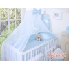Linge de Lit Bébé Parure 11 pcs  Moustiquaire Bleu Fleurs Cœurs