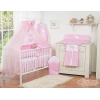Linge de Lit Bébé Parure 11 pcs  Moustiquaire Rose Cœurs