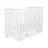Lit avec Tiroir pour Bébé 60x120 cm Lorenzo Maxi Blanc Rose Poudré
