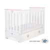 Lit avec Tiroir pour Bébé 60x120 cm Lorenzo Maxi Blanc Rose Poudré