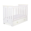 Lit Bébé a Barreaux 60x120 cm avec Tiroir Lorenzo Maxi Crème Blanc