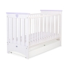 Lit Bébé a Barreaux 60x120 cm avec Tiroir Lorenzo Standard Blanc Lila
